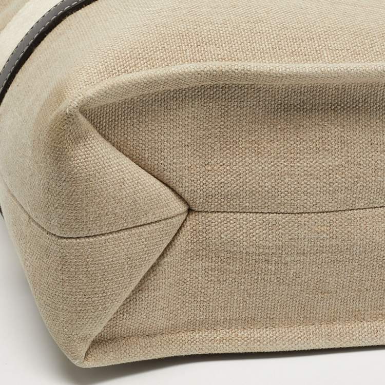 Pre Owned Chloe Beige/Black Canvas and Leather Large Woody Tote