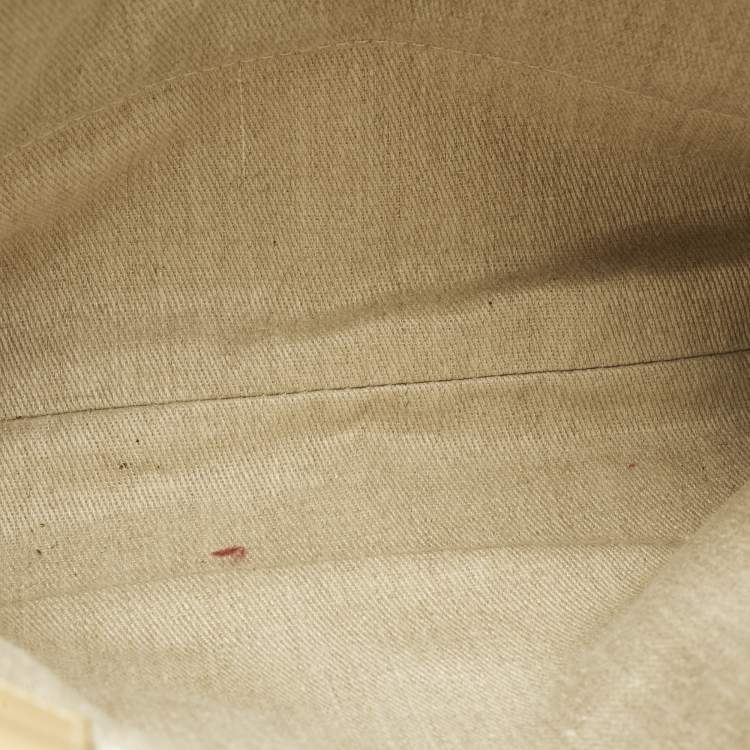 Pre Owned Chloé Beige/Black Canvas and Leather Medium Striped Woody Tote