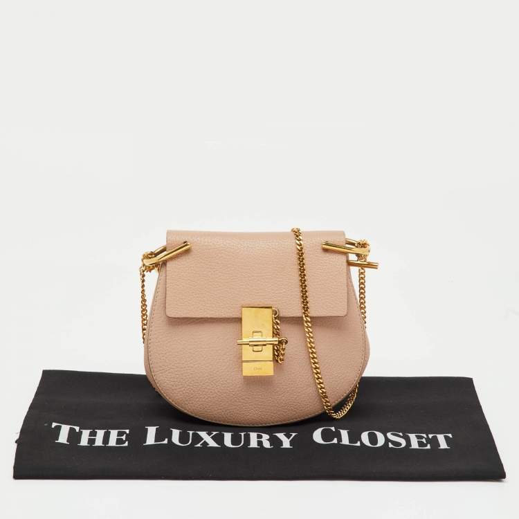 Pre Owned Chloe Beige Leather Small Drew Chain Shoulder Bag