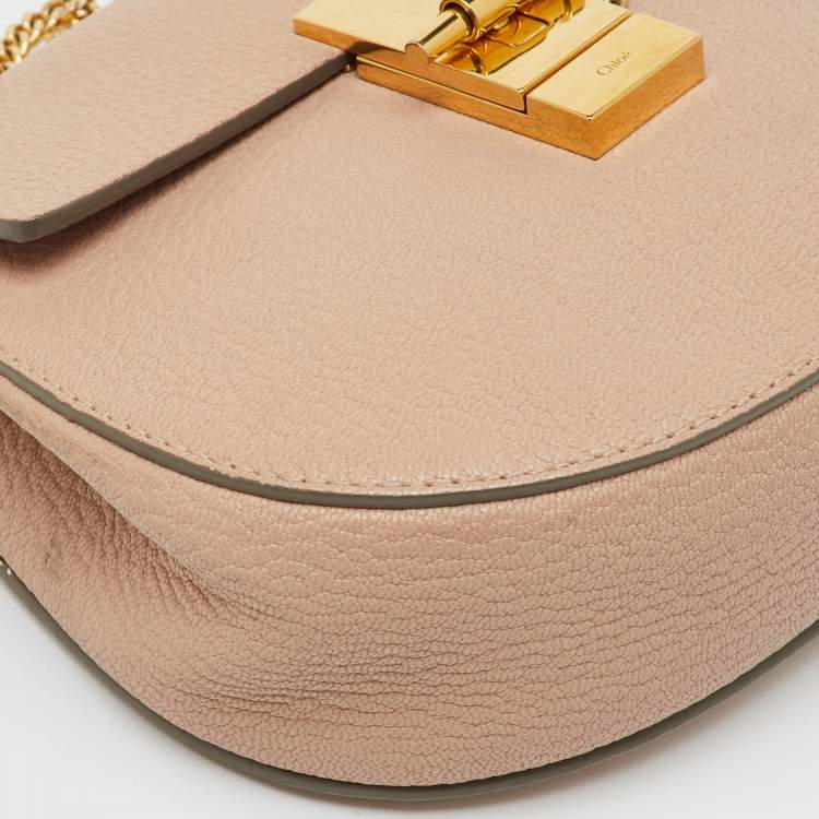 Pre Owned Chloe Beige Leather Small Drew Chain Shoulder Bag
