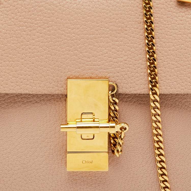 Pre Owned Chloe Beige Leather Small Drew Chain Shoulder Bag