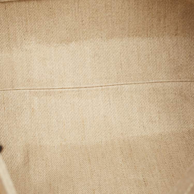 Pre Owned Chloé Beige/Navy Blue Canvas Medium Woody Tote