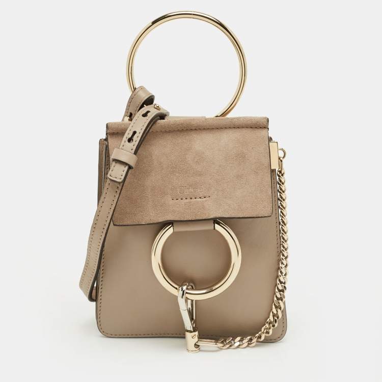 Pre Owned Chloe Beige Leather and Suede Mini Faye Crossbody Bag
