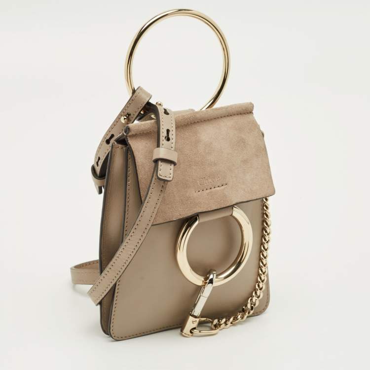Pre Owned Chloe Beige Leather and Suede Mini Faye Crossbody Bag
