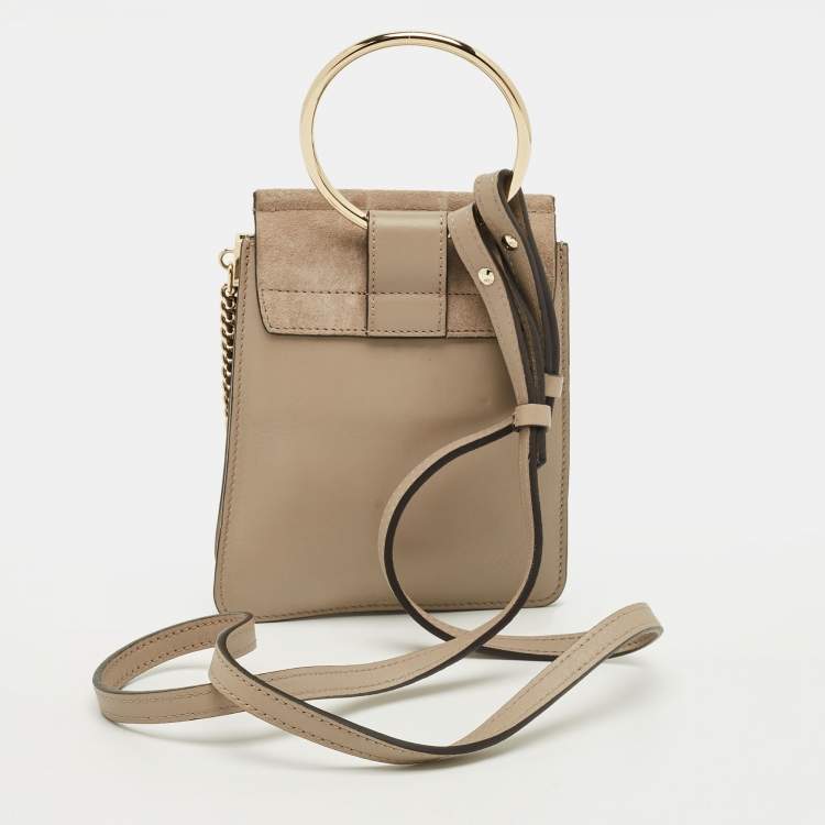 Pre Owned Chloe Beige Leather and Suede Mini Faye Crossbody Bag