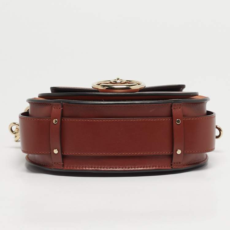 Pre Owned Chloe Tess Small Brown Leather and Suede Shoulder Bag