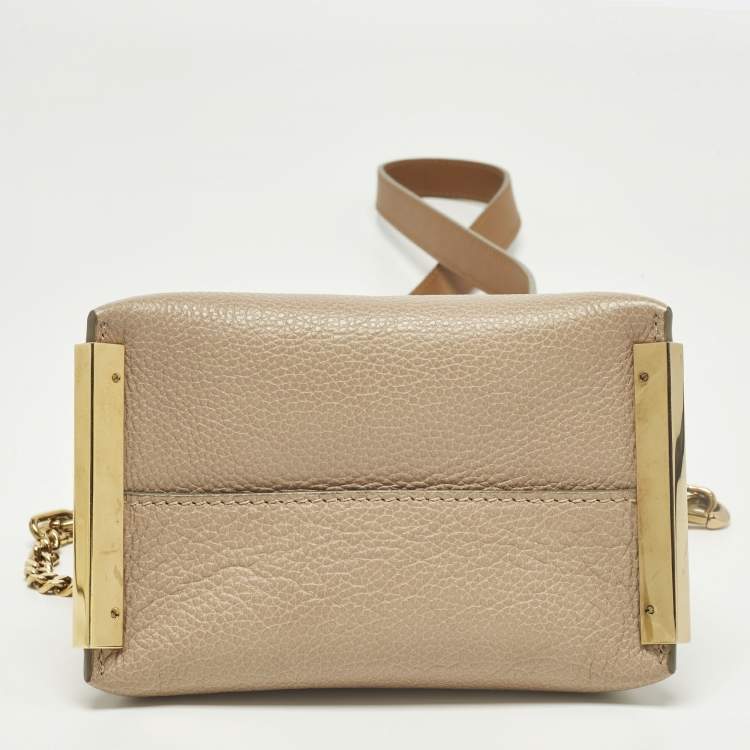 Pre Owned Chloe Clare Mini Beige/Brown Leather Crossbody Bag