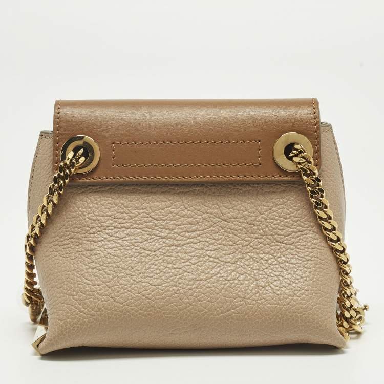 Pre Owned Chloe Clare Mini Beige/Brown Leather Crossbody Bag