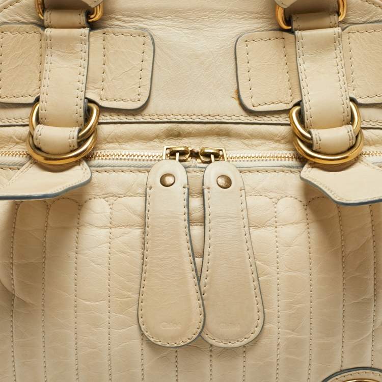 Pre Owned Chloe Bay Off White Leather Satchel