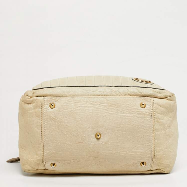 Pre Owned Chloe Bay Off White Leather Satchel