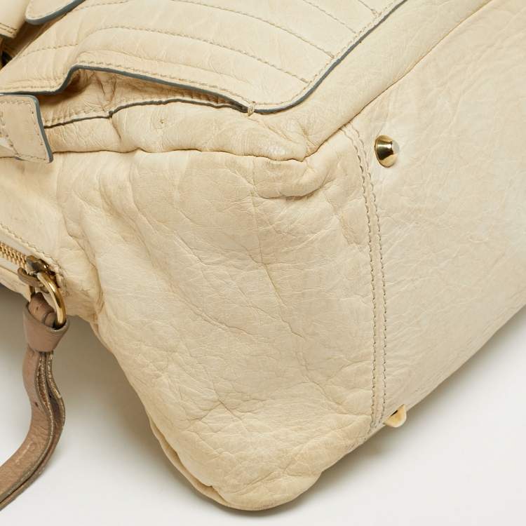 Pre Owned Chloe Bay Off White Leather Satchel