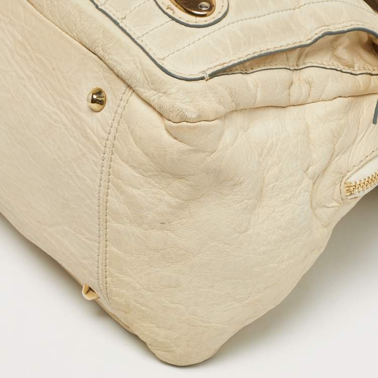 Pre Owned Chloe Bay Off White Leather Satchel