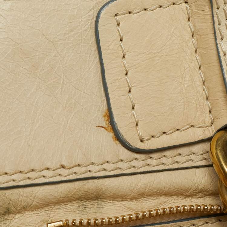 Pre Owned Chloe Bay Off White Leather Satchel