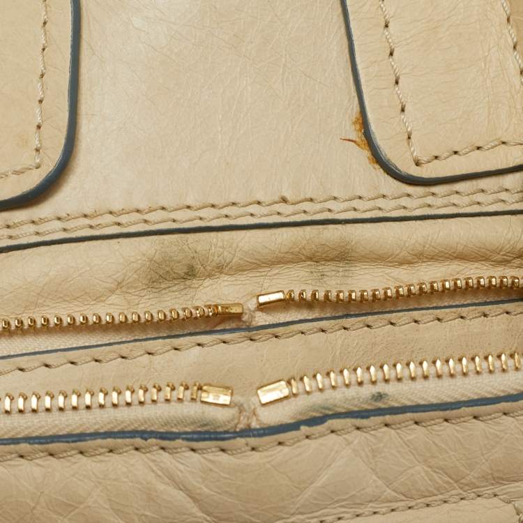 Pre Owned Chloe Bay Off White Leather Satchel