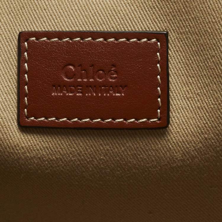 مملوكة مسبقًا Chloe Woody Large Beige/Brown Canvas and Leather Tote