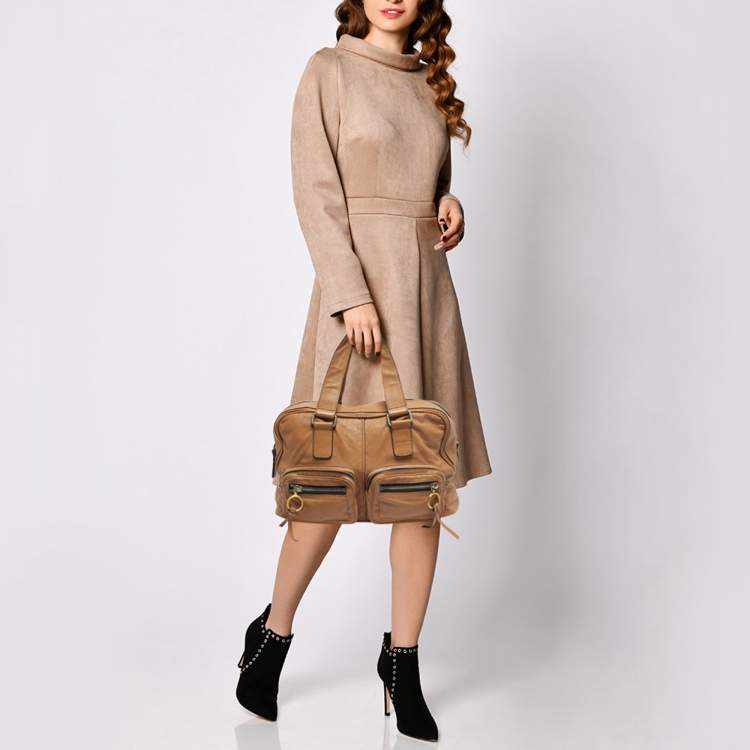 Pre Owned Chloe Betty Tan Leather Zip Satchel