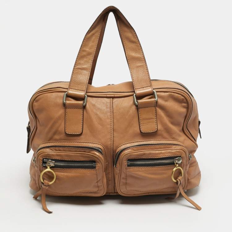 Pre Owned Chloe Betty Tan Leather Zip Satchel