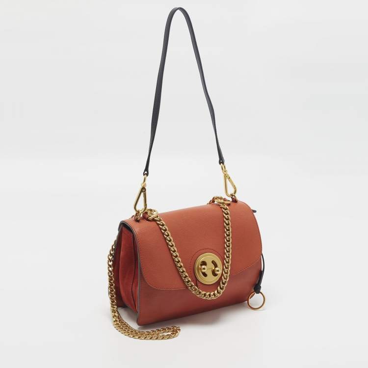 Pre Owned Chloe Mily Orange Leather and Suede Shoulder Bag