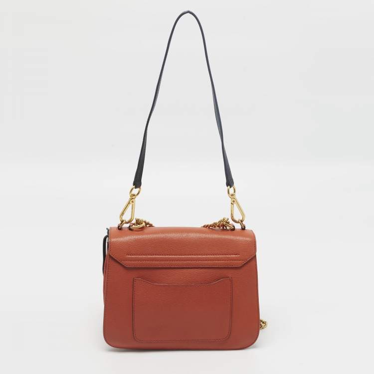 Pre Owned Chloe Mily Orange Leather and Suede Shoulder Bag