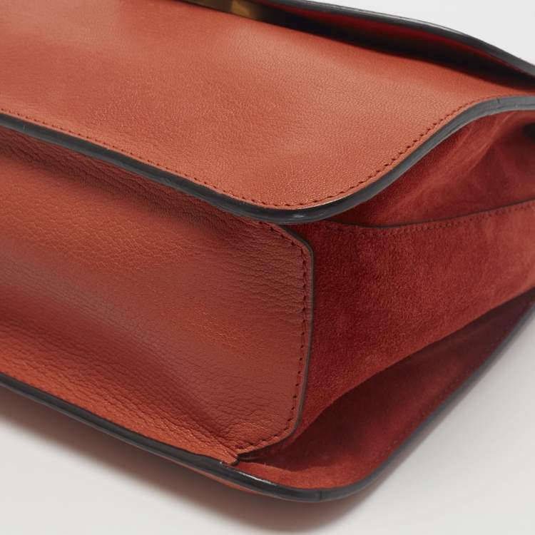 Pre Owned Chloe Mily Orange Leather and Suede Shoulder Bag