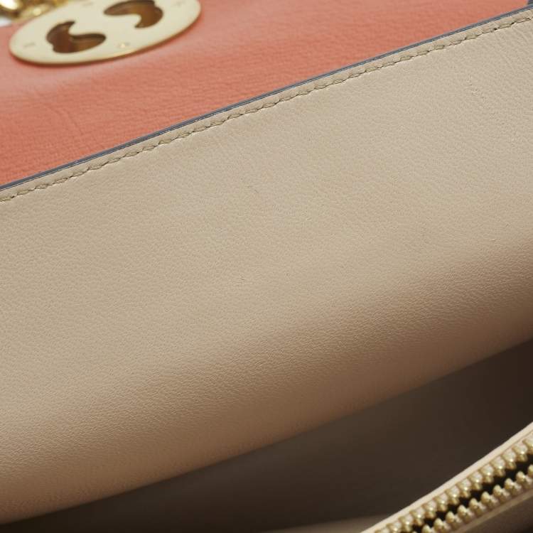 Pre Owned Chloe Mily Orange Leather and Suede Shoulder Bag