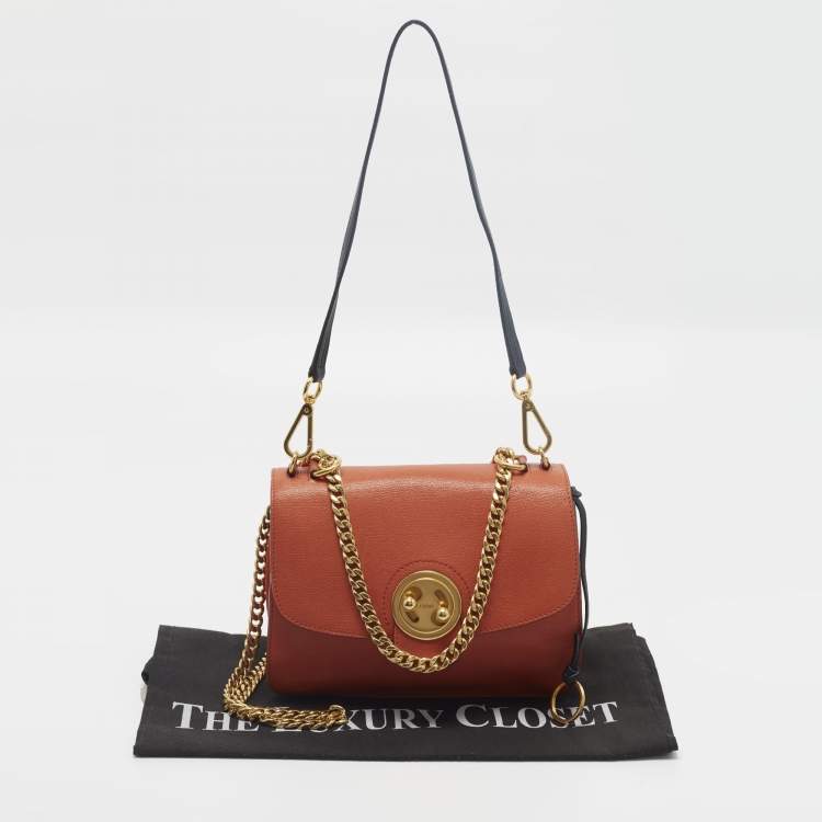 Pre Owned Chloe Mily Orange Leather and Suede Shoulder Bag