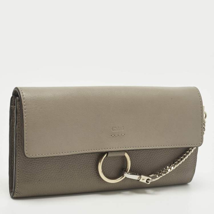 Pre Owned Chloe Faye Grey Leather Continental Wallet
