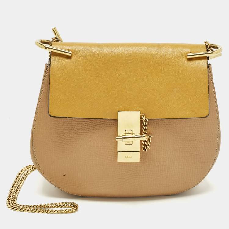 Pre Owned Chloe Drew Medium Brown/Yellow Leather Shoulder Bag
