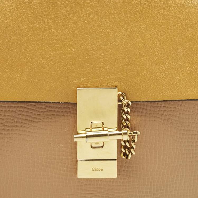 Pre Owned Chloe Drew Medium Brown/Yellow Leather Shoulder Bag