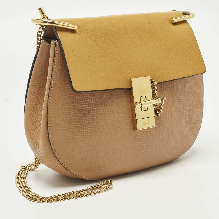 Pre Owned Chloe Drew Medium Brown/Yellow Leather Shoulder Bag