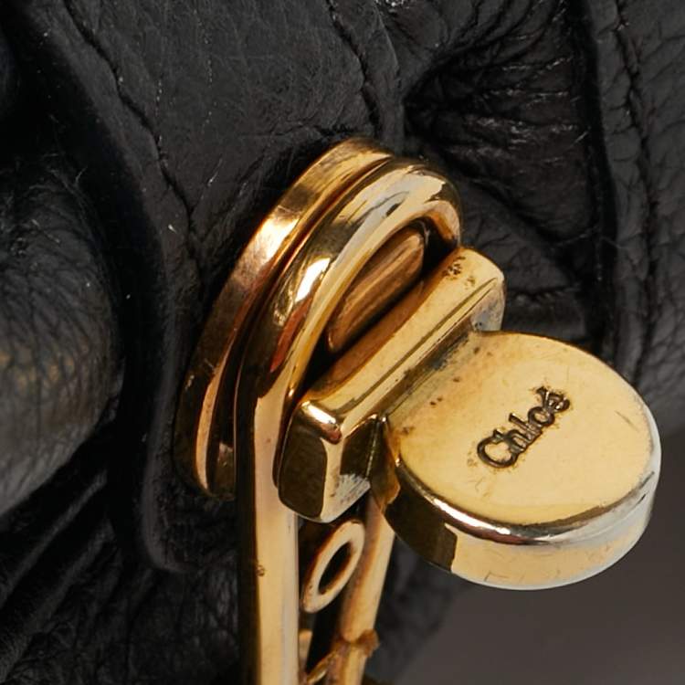 Pre Owned Chloe Paraty Medium Black Leather Shoulder Bag