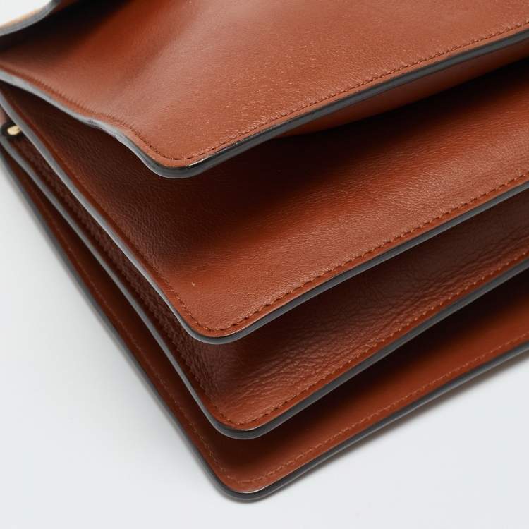 Pre Owned Chloe Faye Medium Brown/Beige Leather and Suede Shoulder Bag