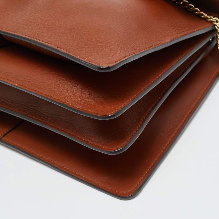 Pre Owned Chloe Faye Medium Brown/Beige Leather and Suede Shoulder Bag