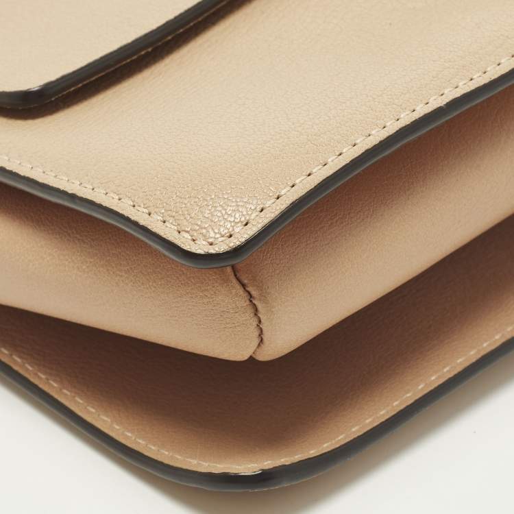 Pre Owned Chloe Faye Small Two Tone Beige Leather Shoulder Bag