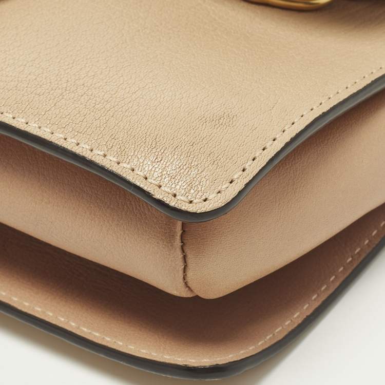 Pre Owned Chloe Faye Small Two Tone Beige Leather Shoulder Bag