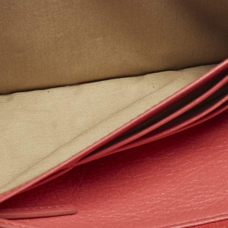 Pre Owned Chloe Lilli Coral Orange Leather Wallet On Strap