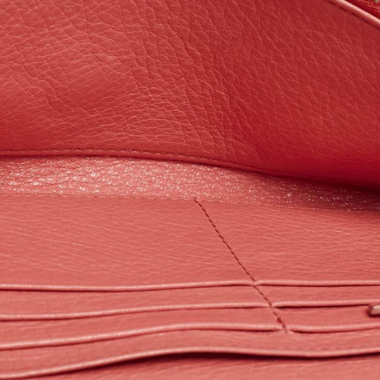 Pre Owned Chloe Lilli Coral Orange Leather Wallet On Strap