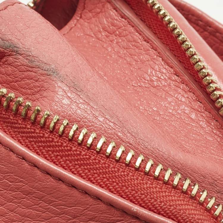 Pre Owned Chloe Lilli Coral Orange Leather Wallet On Strap