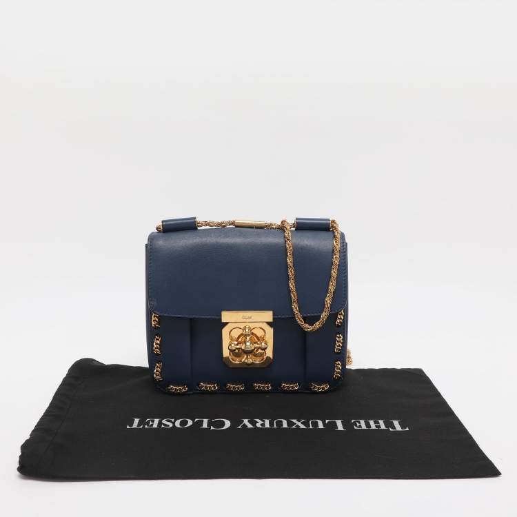 Pre Owned Chloe Elsie Small Blue Leather Shoulder Bag