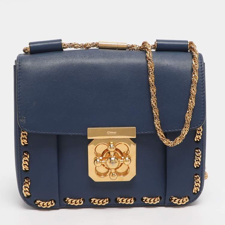 Pre Owned Chloe Elsie Small Blue Leather Shoulder Bag