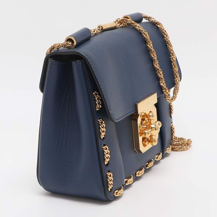 Pre Owned Chloe Elsie Small Blue Leather Shoulder Bag