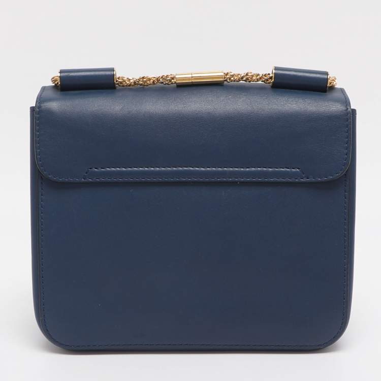 Pre Owned Chloe Elsie Small Blue Leather Shoulder Bag