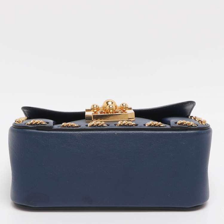 Pre Owned Chloe Elsie Small Blue Leather Shoulder Bag