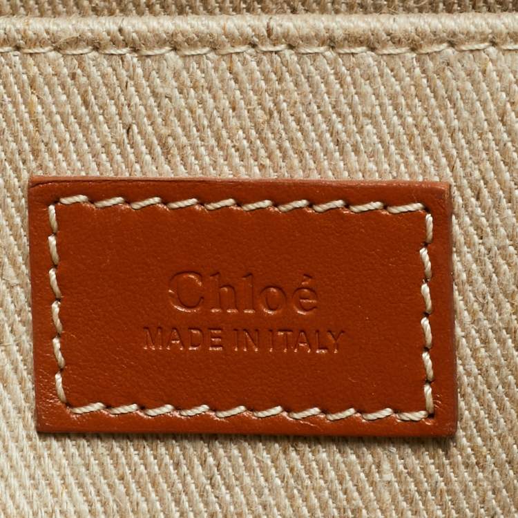 Pre Owned Chloé Woody Medium Black/Brown Canvas and Leather Tote