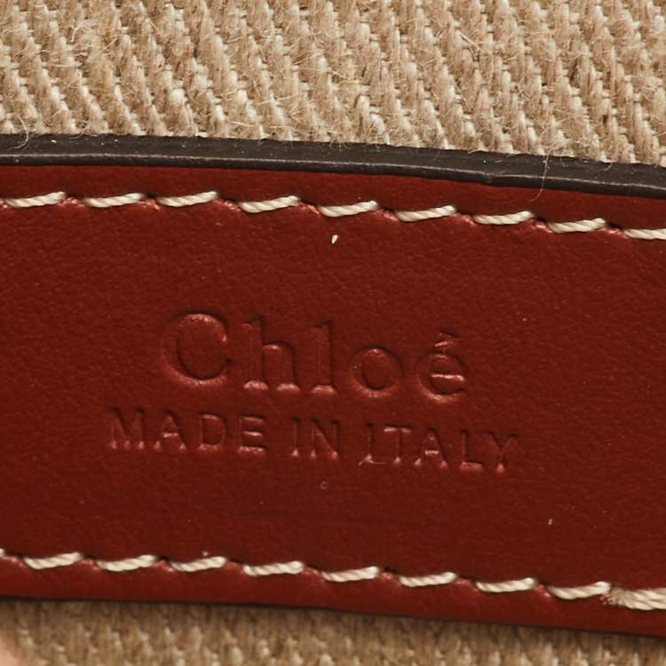 Pre Owned Chloe Woody Nano Beige/Brown Logo Canvas and Leather Tote