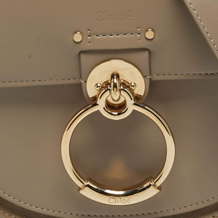 Pre Owned Chloe Tess Small Grey Leather and Suede Shoulder Bag
