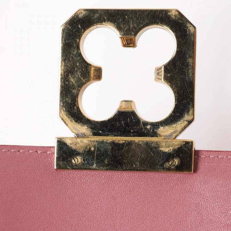 Pre Owned Chloe Elsie Small Pink Perforated Leather Shoulder Bag