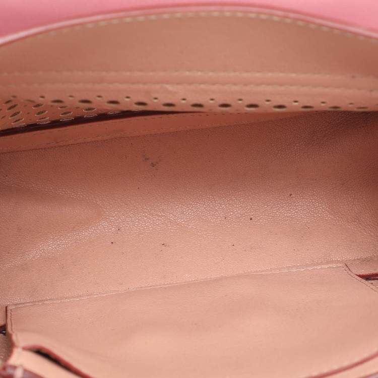 Pre Owned Chloe Elsie Small Pink Perforated Leather Shoulder Bag