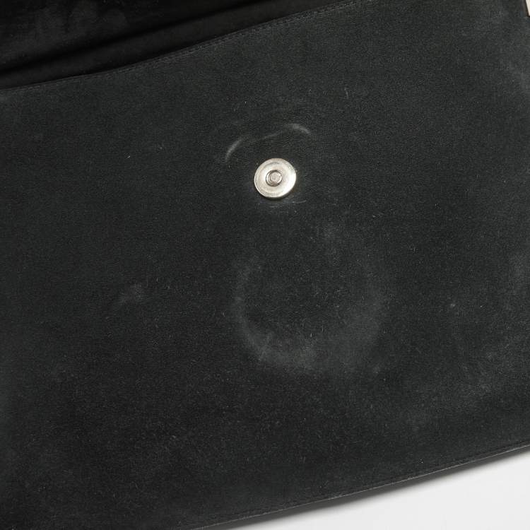 Pre Owned Chloe Faye Medium Deep Green/Black Leather, Suede and Python Shoulder Bag