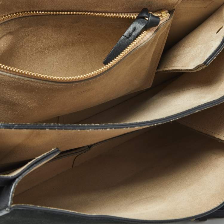 Pre Owned Chloe Faye Medium Deep Green/Black Leather, Suede and Python Shoulder Bag